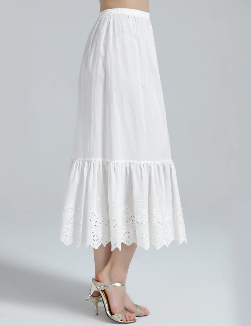 BEAUTELICATE Half Slip Skirt Extender 100% Cotton Vintage Underskirt with Lace Embroidery - Image 2